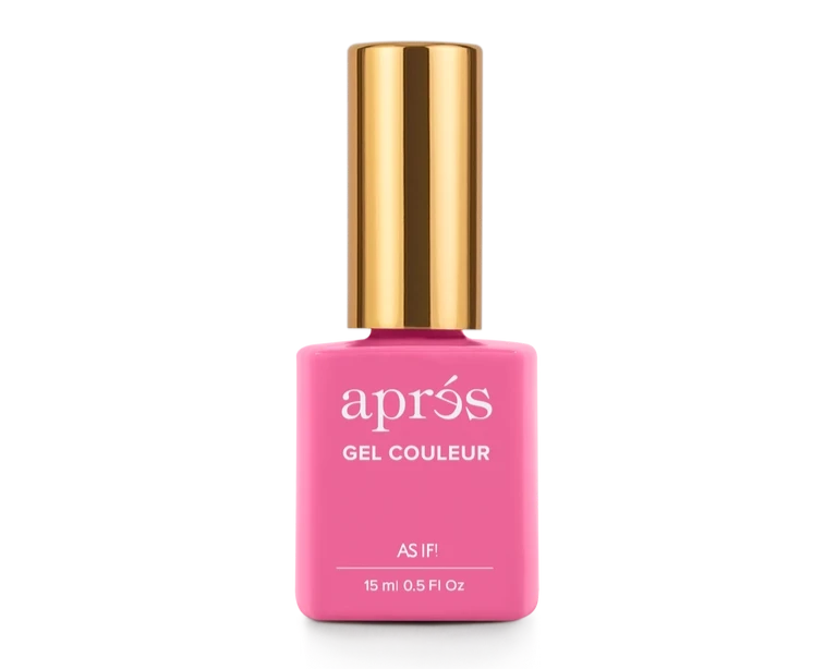 Aprés Nail Aprés Gel Color Polish in shade 214 As If, with smooth gel finish and vibrant pink color, displayed on a nail swatch.