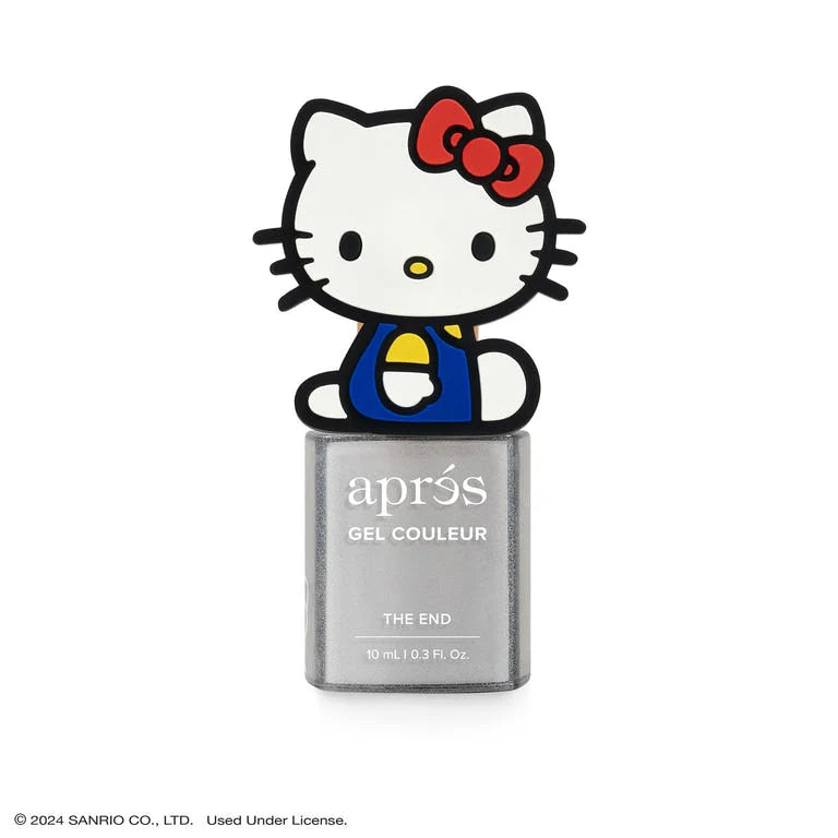 Aprés Nail Aprés Gel Color Polish Hello Kitty Flash Glitter in a vibrant, glittery gel polish with Hello Kitty design element