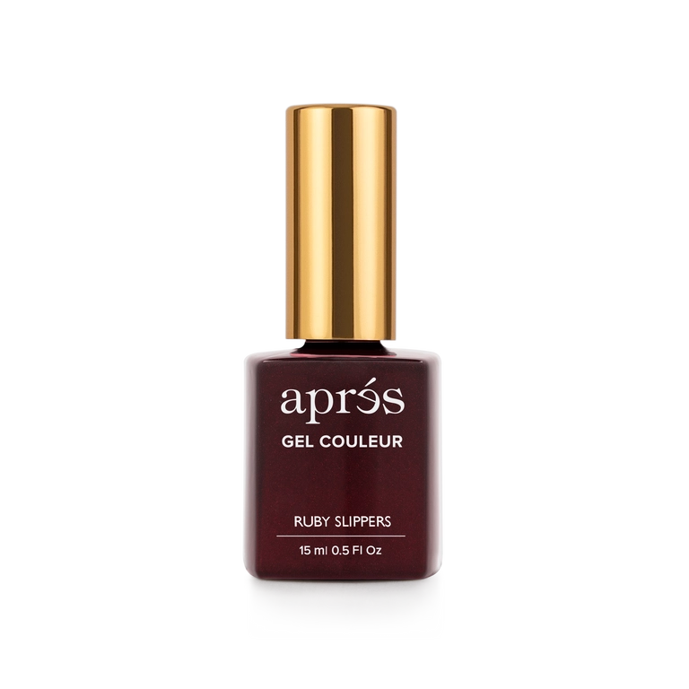 Aprés Nail Aprés Gel Color Polish Ruby Slippers 251 bottle with vibrant red gel polish for nails.