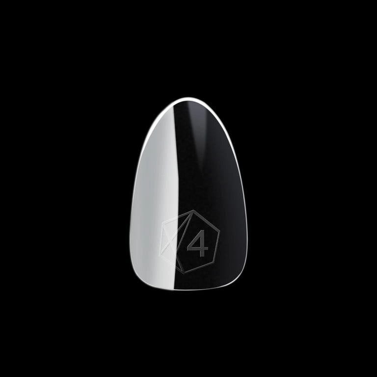 Aprés Nail Gel-X Extensions in natural almond shape, extra short length, showcasing the Gel System with a smooth, polished finish.