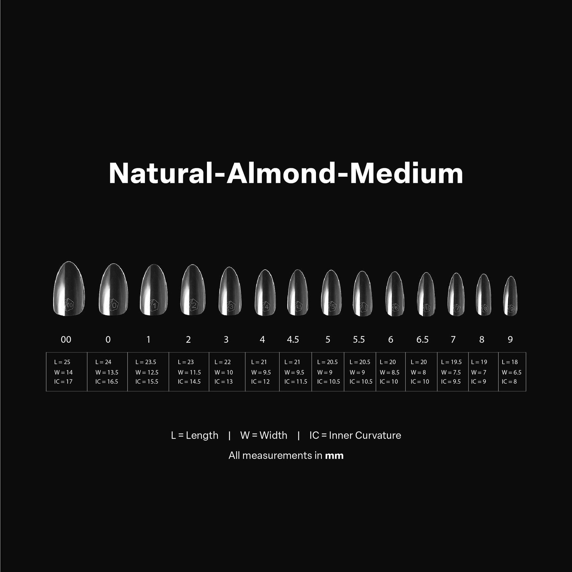 Aprés Nail Gel-X Extensions in Natural Almond Medium V2, showcasing sleek, almond-shaped gel nail extensions on a hand.