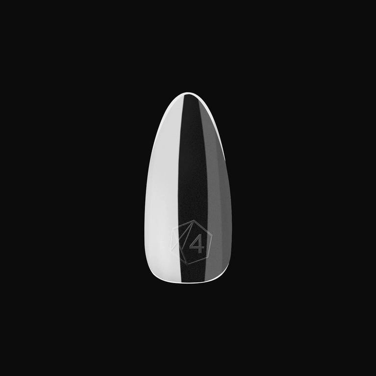 Aprés Nail Gel-X Extensions in Sculpted Almond Medium V2, natural-looking gel nail extensions on a hand model.