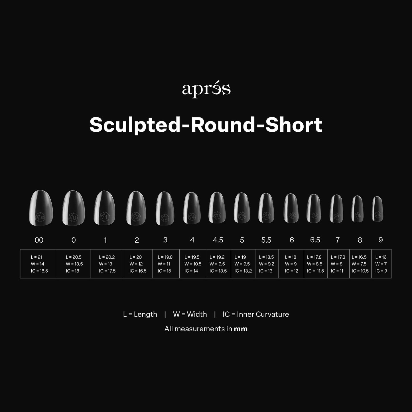 Aprés Nail Gel-X Extensions Sculpted Round Short V2, short gel nail extensions with a natural rounded shape in a professional gel system.