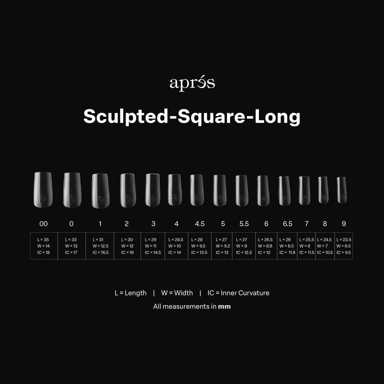 Aprés Nail Gel-X Extensions Sculpted Square Long Pro set with 600 gel extensions for professional manicure applications