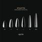 Aprés Nail Gel-X Extensions in stiletto shape, extra long length, sculpted tips, 420-piece gel system for professional nail art.