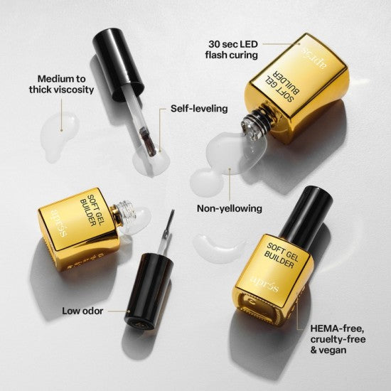 Aprés Nail Gel-X Nail Extensions Soft Gel Builder in a Bottle 30 mL, clear gel for creating durable nail extensions.