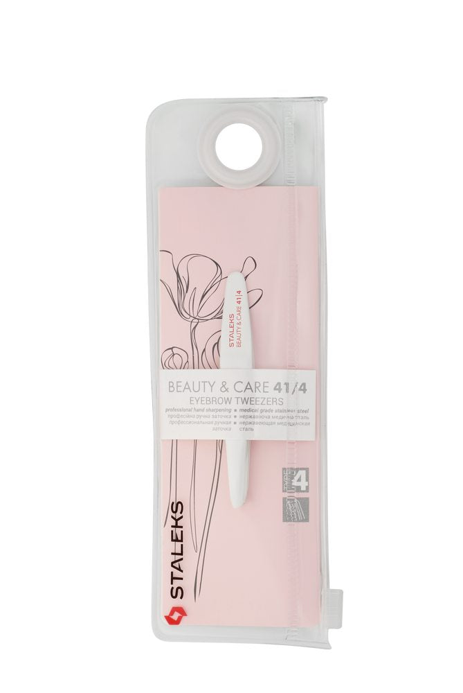 Eyebrow tweezers BEAUTY &amp; CARE 41 TYPE 4 (slant), white colour image 4