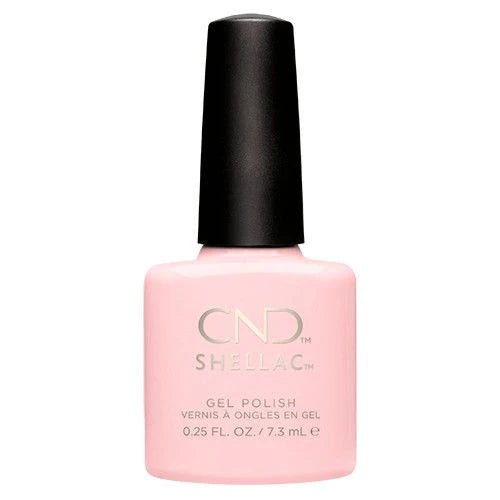 CND Creative Nail Design Shellac Clearly Pink gel nail polish in 0.25 oz bottle, showcasing glossy, natural pink finish