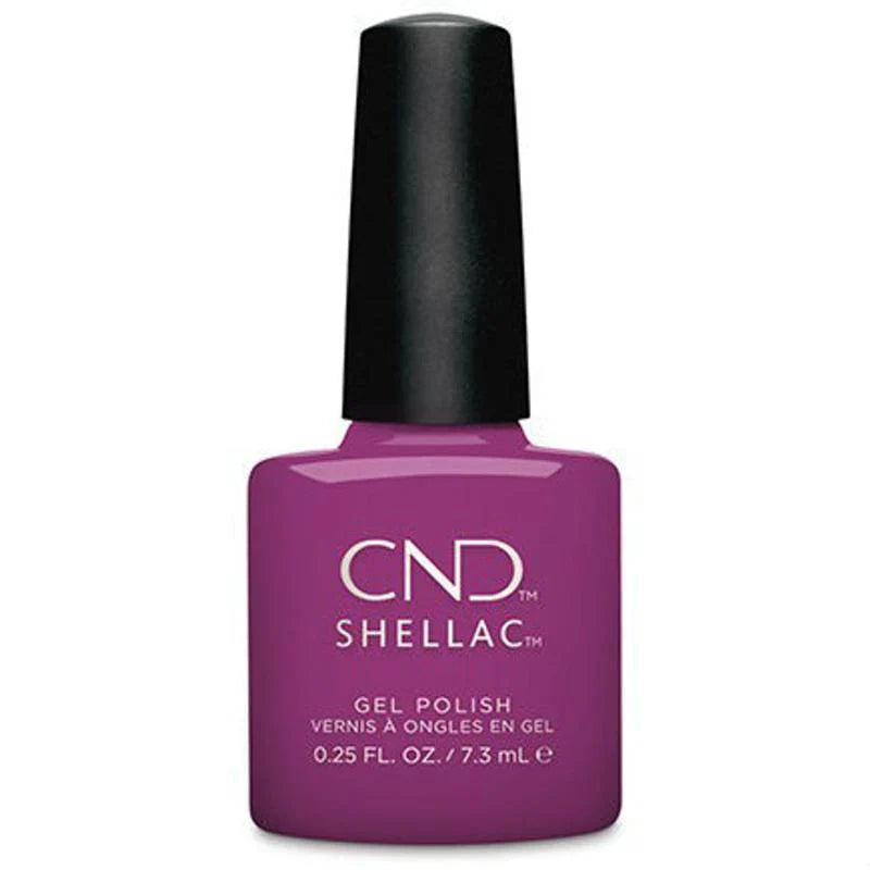 Creative Nail Design Shellac Dreamcatcher gel nail polish in a vibrant, shimmering color displayed on a nail polish bottle.