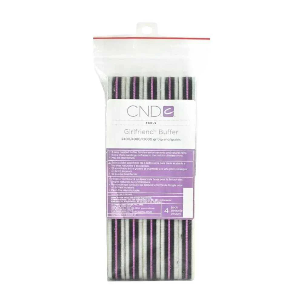 CND Girlfriend Nail Files pack with four abrasive emery boards in 2400, 4000, and 12000 grit for manicures and nail care.
