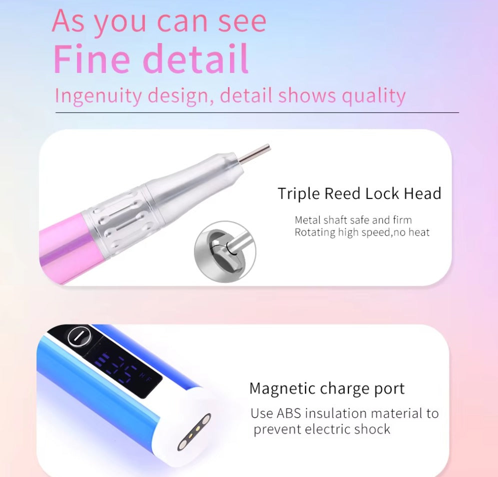 Cordless Ultra Smooth Coreless Motor Portable Nail Drill Pen With Charging Base - Universal Nail Supplies