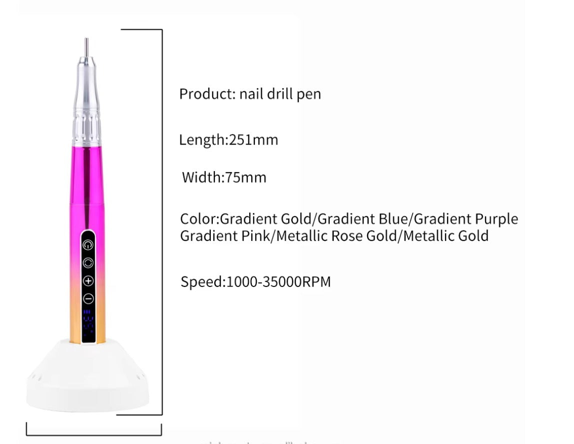 Cordless Ultra Smooth Coreless Motor Portable Nail Drill Pen With Charging Base - Universal Nail Supplies
