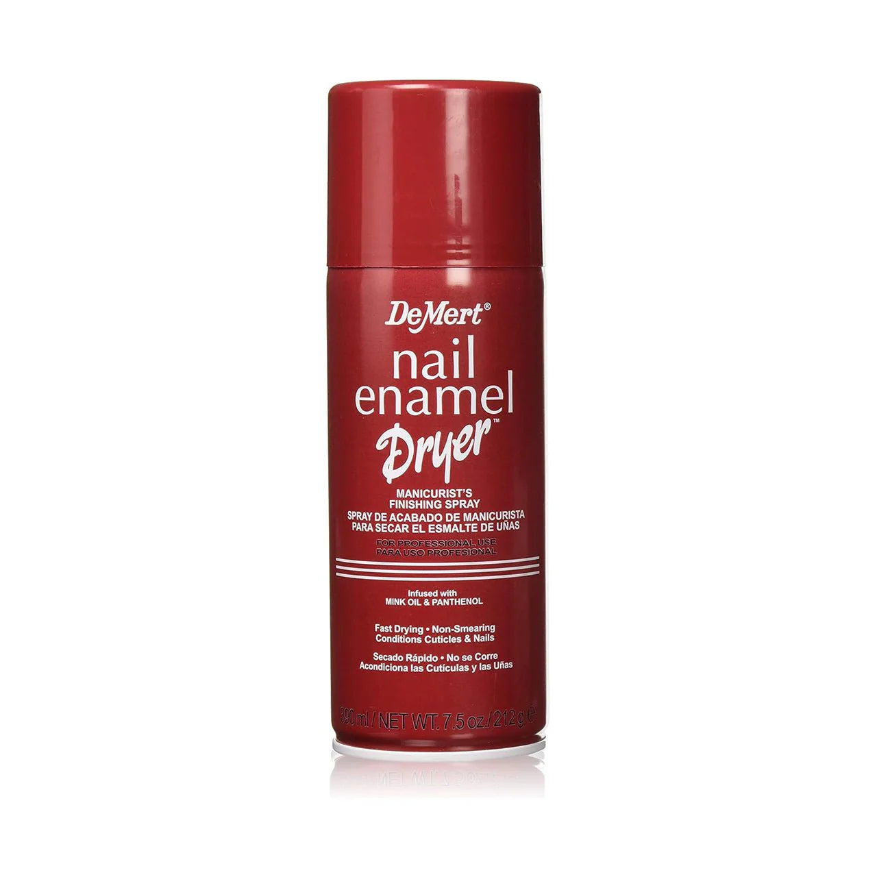 DeMert Nail Enamel Dryer spray in 7.5oz 390ml bottle, used for quick-drying nail polish and finishing manicures.