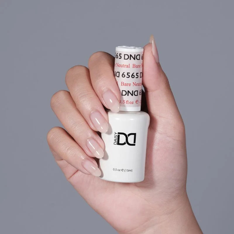 DND Daisy Gel Duo Bare Neutral #2345 gel nail polish and lacquer set, featuring a soft, neutral nail color on a clear background.