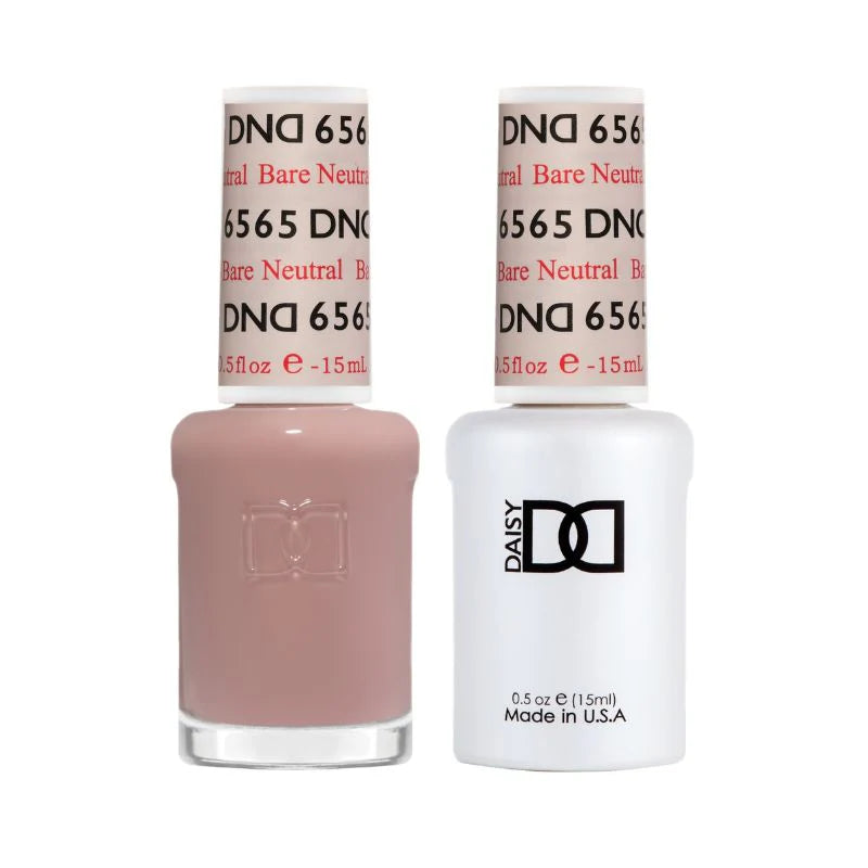 DND Daisy Gel Duo in Bare Neutral shade, featuring a gel nail polish and lacquer with neutral beige tones and elegant packaging