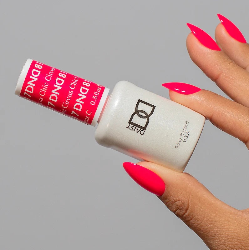 DND Daisy Gel Duo Circus Chic #817 with vibrant gel nail polish and lacquer in colorful circus-inspired design
