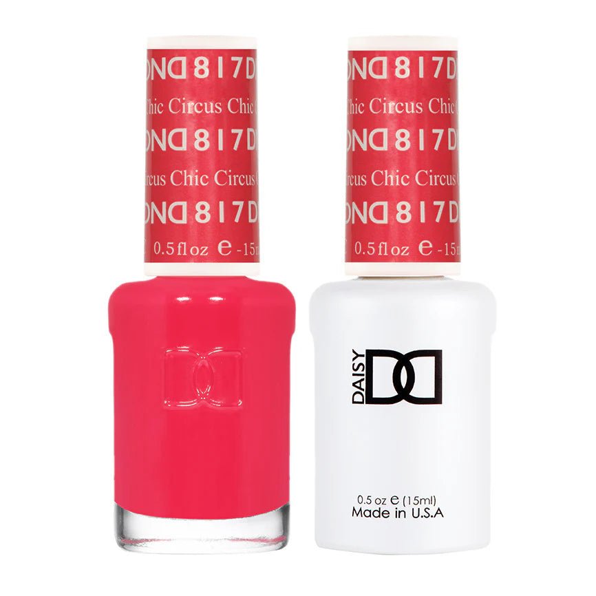 DND Daisy Gel Duo Circus Chic #817 featuring vibrant gel nail polish and lacquer in a colorful, playful design with floral accents.