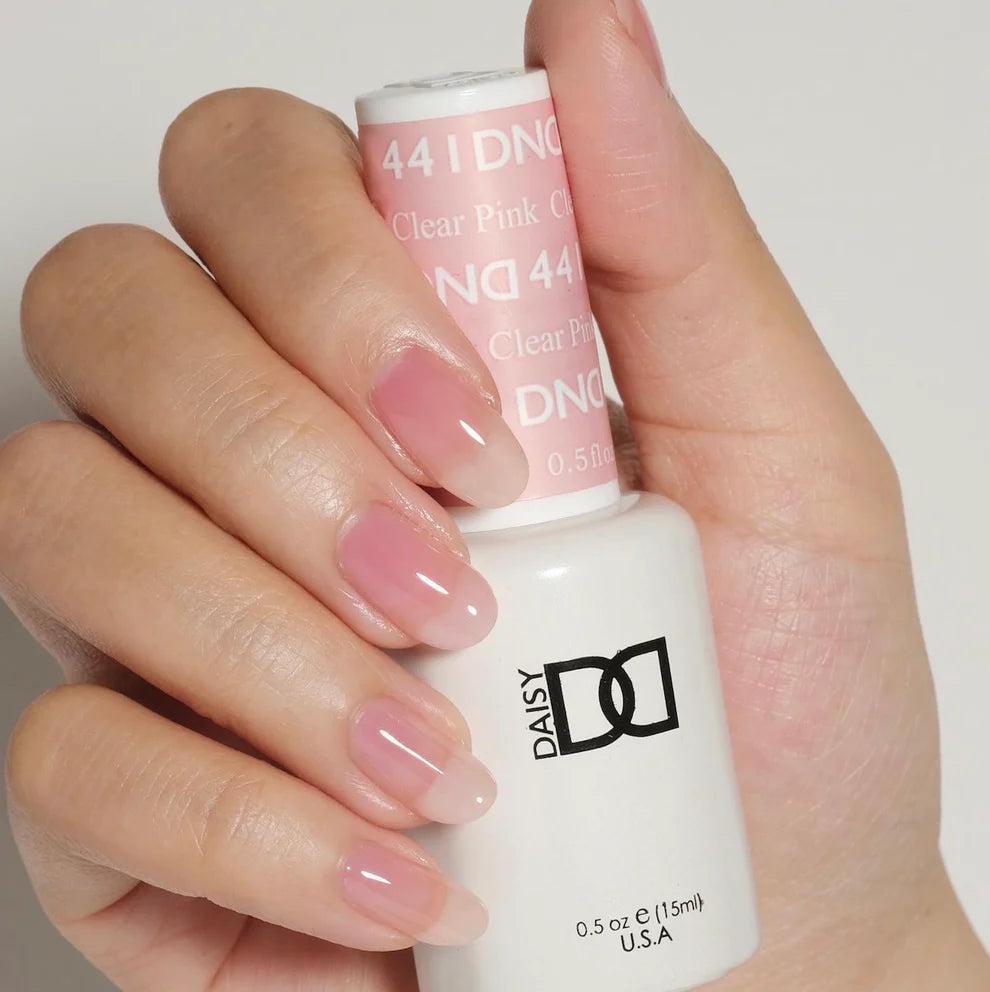 DND Daisy Gel Duo with clear pink gel nail polish and lacquer, featuring shade #441 in a sleek bottle.