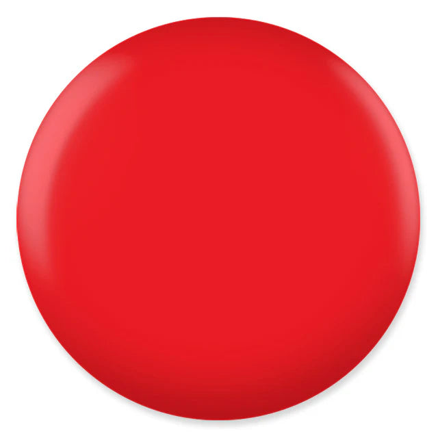 DND Daisy Gel Duo in Ferrari Red #430 showing a swatch of gel nail polish and lacquer in a vibrant red shade