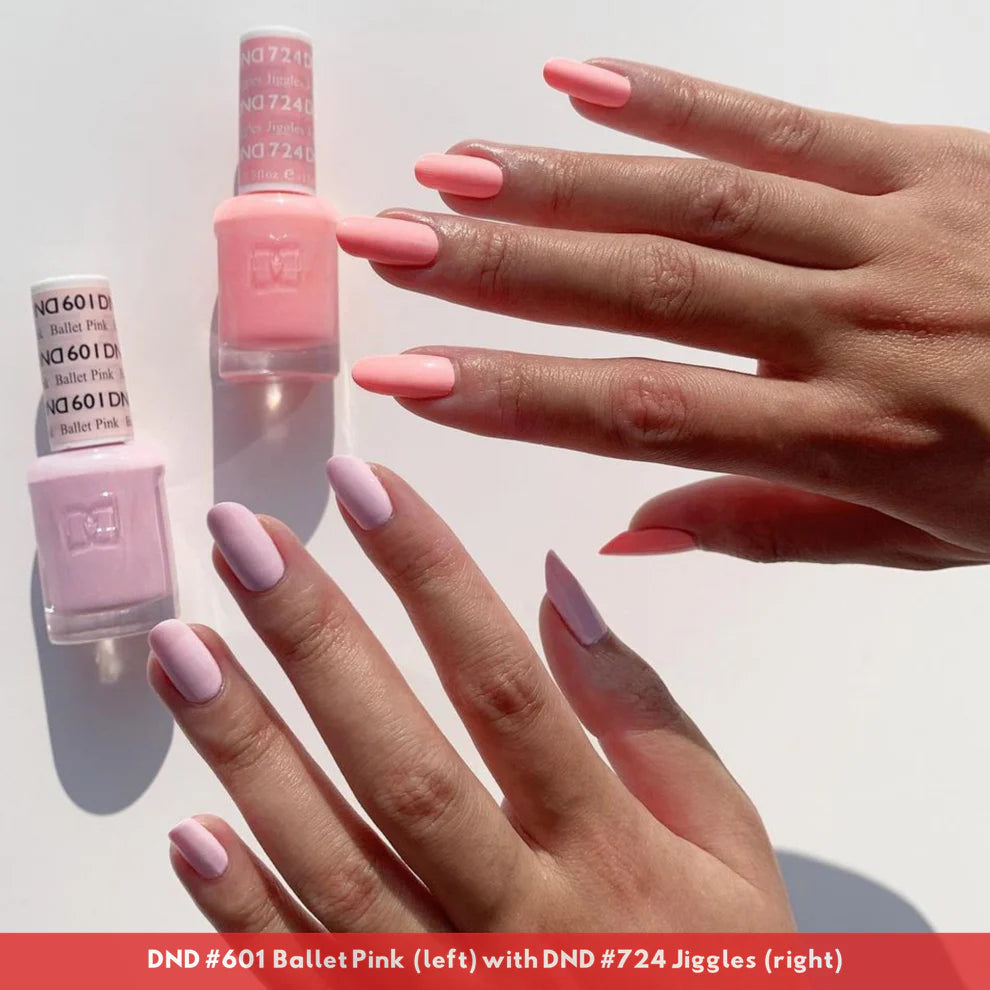 DND Daisy Gel Duo Jiggles #724 featuring vibrant gel nail polish and lacquer in a colorful floral design.