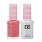 DND Daisy Gel Duo Lipstick #498 with glossy gel nail polish and lacquer in a vibrant shade, displayed on a white background.