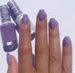 DND Daisy Gel Duo Lollie #738 with vibrant pink and purple gel nail polish and lacquer bottles on a white background