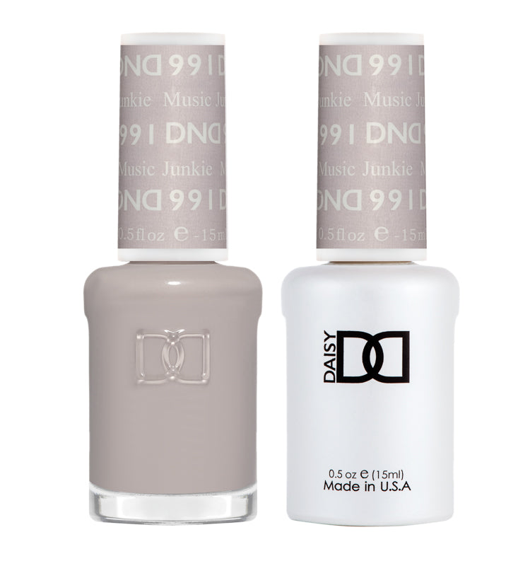 DND Daisy Gel Duo Music Junkie #991 featuring vibrant gel nail polish and lacquer in a colorful floral-themed design.