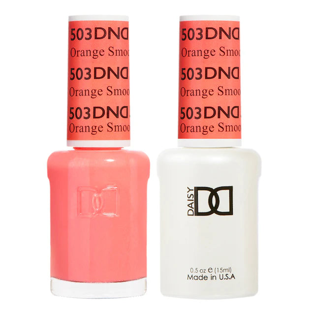 DND Daisy Gel Duo with Orange Smoothie #503, featuring vibrant gel nail polish and lacquer in a bright orange shade.