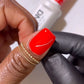 DND Daisy Gel Duo Queen of Hearts gel nail polish and lacquer swatch with vibrant pink and red shades.