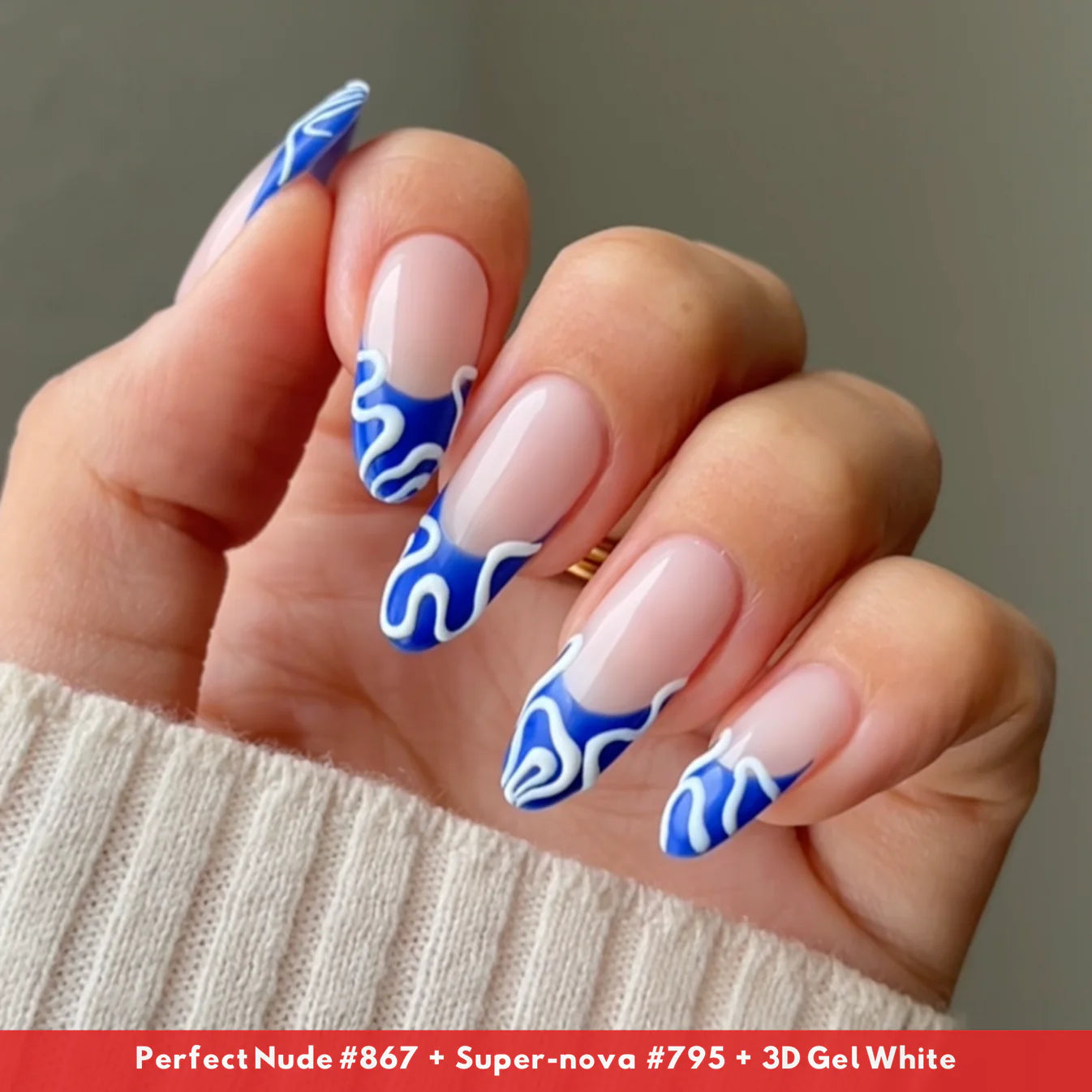 DND Daisy Gel Duo Super-Nova #795 featuring a swatch of vibrant gel nail polish and lacquer on a nail display