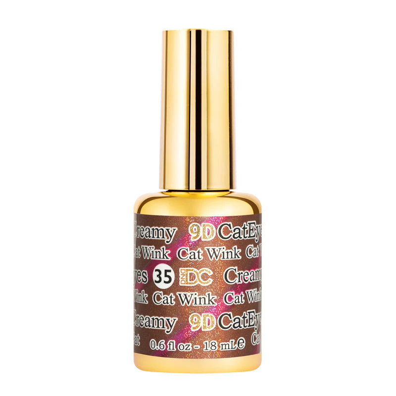 DND DC Gel Polish Cat Eye in shade #35, featuring a sleek cat wink design with vibrant gel finish.