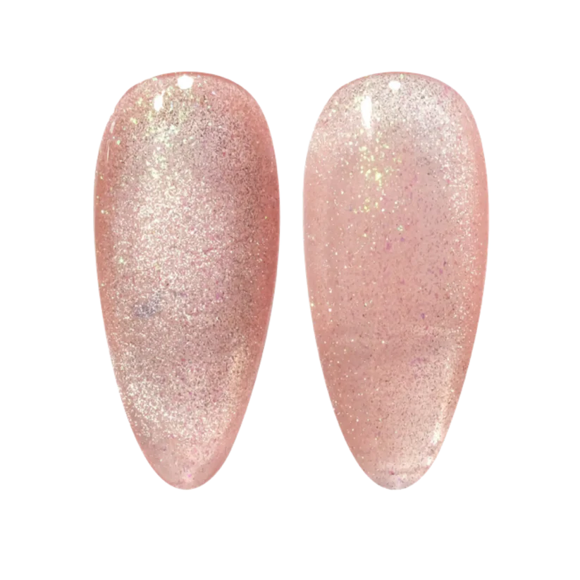 DND DC Gel Polish Cat Eye in Conch Shell shade with a sparkling gel finish, featuring a vibrant coral and pearl color.