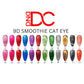 DND DC Gel Cat Eye nail polish in Coral Ice shade, vibrant coral with cat eye effect, displayed on a smooth surface.