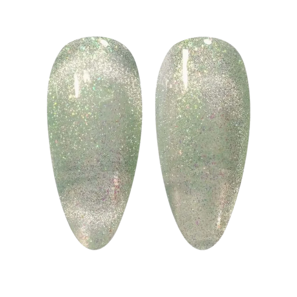 DND DC Gel Polish Cat Eye Elf House shade #20 with dark blue base and shimmering dot accents, designed for stylish nail art.