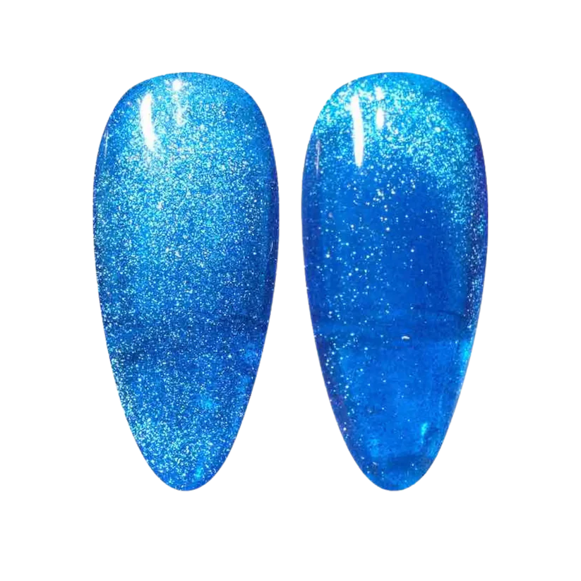 DND DC Gel Polish Cat Eye in Galactic Sapphire #04, featuring a shimmering blue gel with a cat eye effect and vibrant color.