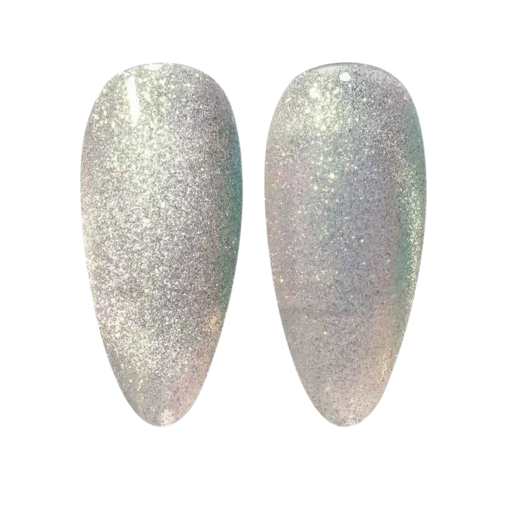 DND DC Gel Cat Eye polish in Gem Twist shade, featuring a vibrant blue-green gel nail color with a shimmering cat eye effect.