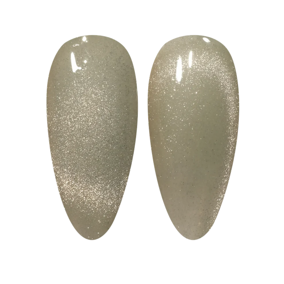 DND DC Gel Polish Cat Eye in Misty Moss #29 featuring a shimmering green gel nail polish with cat eye effect.