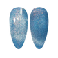 DND DC Gel Polish Cat Eye Seascape #24 with swirling blue and green hues and metallic accents on a clear nail.