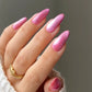 DND DC Gel Polish Cat Eye Twilight Blush #01 featuring smooth, shimmering pink gel with a captivating cat eye effect