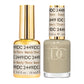 DND DC Gel Duo Barely There #2449 with gel nail polish and lacquer in a soft, natural nude shade on a neutral background.