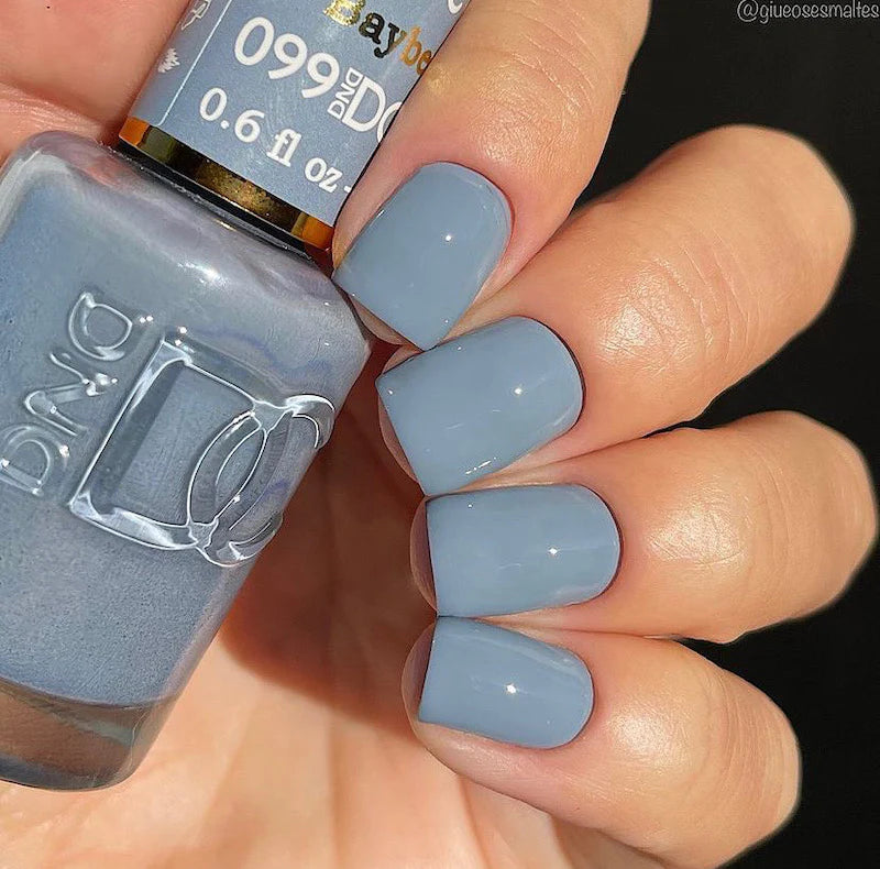DND DC Gel Duo Bayberry #099 gel nail polish and lacquer set with a rich green color, styled in a sleek bottle.