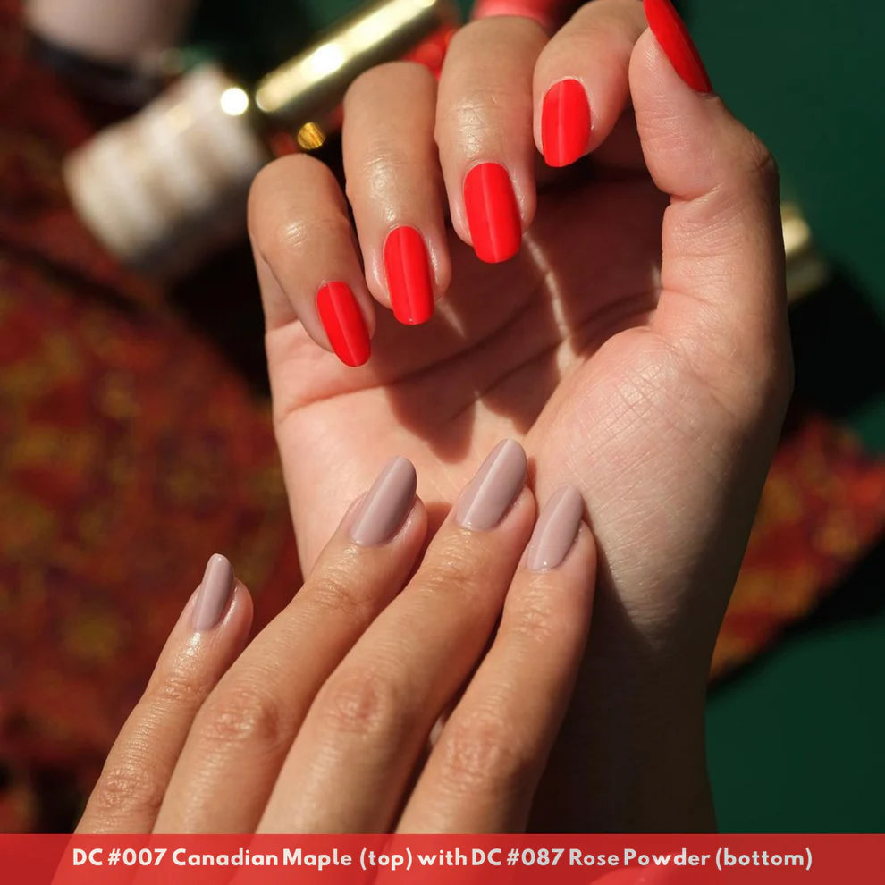 DND DC GEL DUO Canadian Maple gel nail polish and lacquer duo bottle with glossy finish and label details.