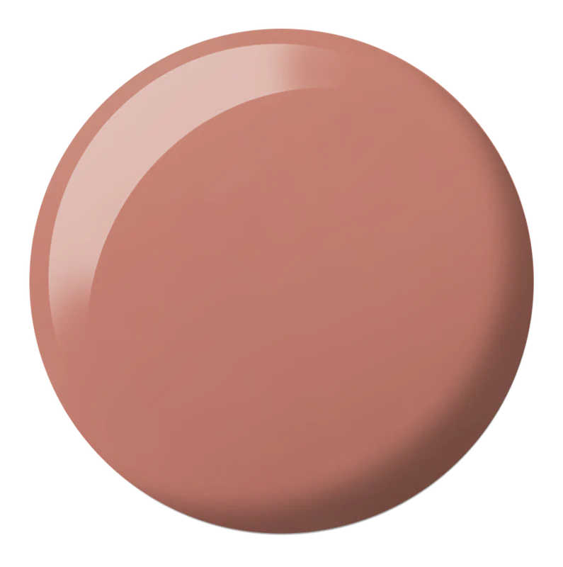 DND DC Gel Duo Cashmere #2457 with gel nail polish and lacquer in a soft, neutral beige shade, displayed on a nail tips.