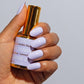 DND DC Gel Duo Lavender Haze #2532 nail polish and lacquer bottles with lavender-colored gel polish and glossy finish.