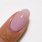 Swatch of DND DC Gel Duo Lilac Clouds #2471 gel nail polish and lacquer in a soft lilac shade on a nail swatch.