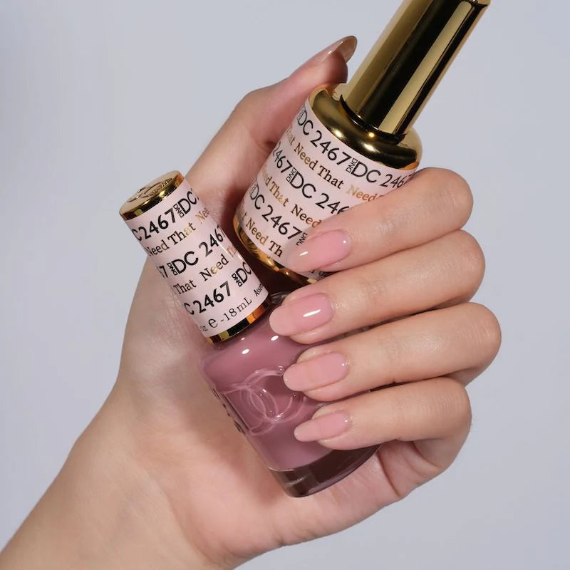 DND DC Gel Duo Need That #2467 featuring vibrant gel nail polish and lacquer in a stylish packaging.