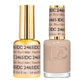 DND DC Gel Duo Peachkini #2465 featuring a vibrant peach gel nail polish and lacquer set displayed in a sleek package.