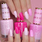 DND DC Gel Duo Prom #268 gel nail polish and lacquer set in blossom pink with shiny, smooth finish on nails.