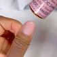 Swatch of DND DC Gel Duo in Rose Palais #2446, showcasing the glossy rose pink gel nail polish and lacquer finish.