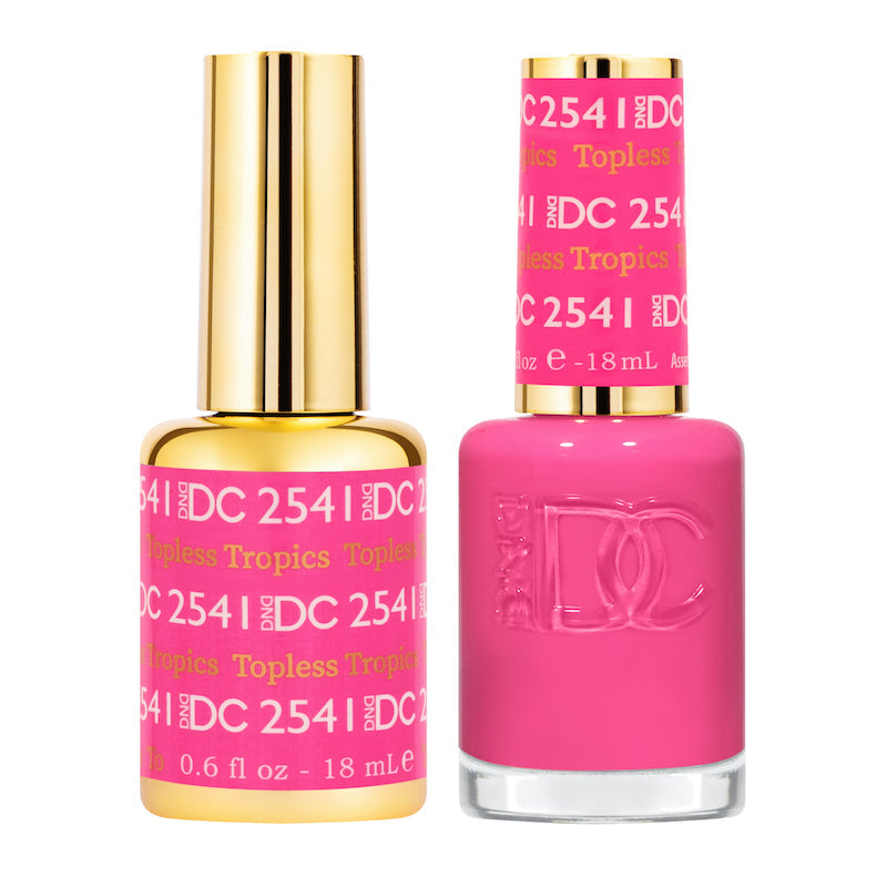DND DC Gel Duo Topless Tropics #2541 with vibrant gel nail polish and lacquer for bold, colorful manicures.